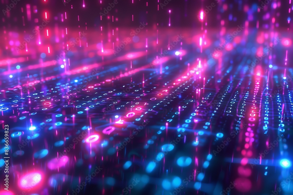 Obraz premium Digital Binary Technology Background created with Generative AI