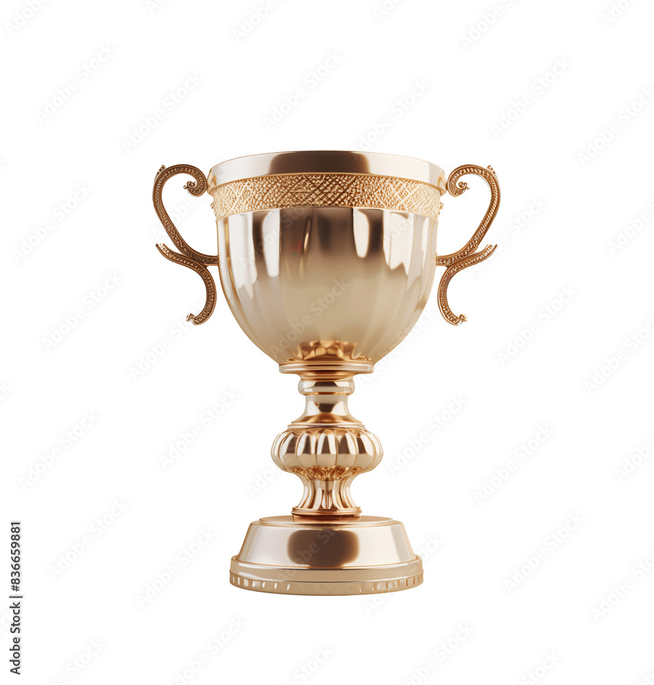 A golden trophy with a simple design isolated on a transparent background A golden trophy with a simple design isolated on a transparent background