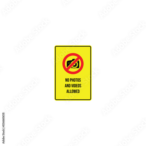 No photos and video allowed warning sign vector graphics