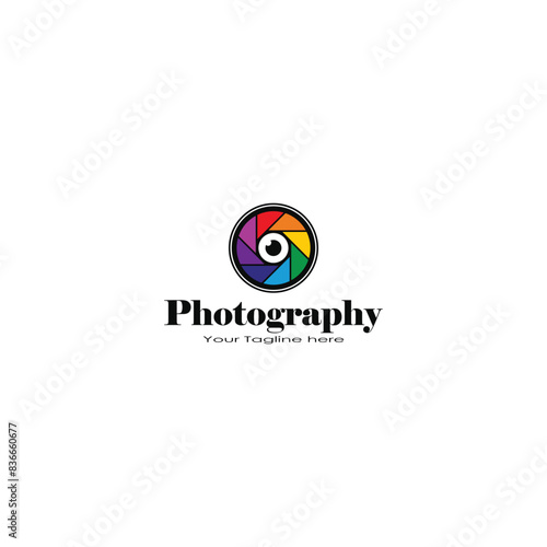 Photography logo, camera shutter logo vector graphics