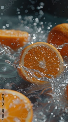 Vibrant Orange Splash in Water Generative AI