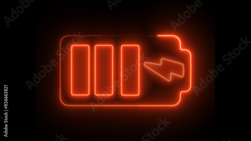 Full Chargeing Battery Charge Icon - Battery Charging Vector Icon Isolated on Black Background