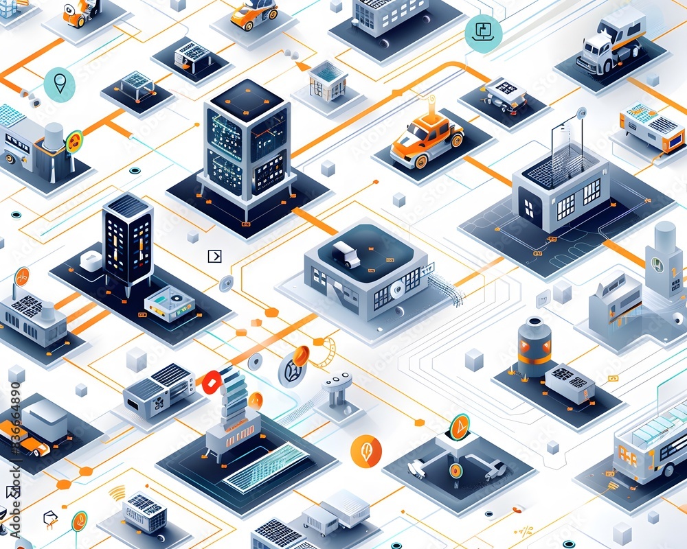 Illustration of Ensuring seamless data flow between different systems and platforms within the industrial ecosystem. Ai Generate. Illustration of Ensuring seamless data flow between different systems and platforms within the industrial ecosystem. Ai Generate.