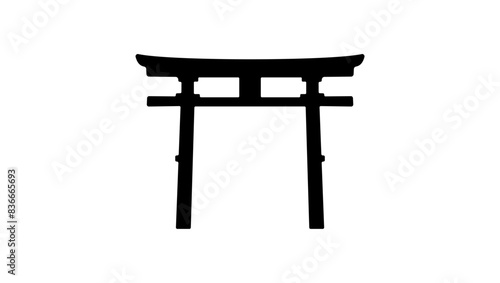 Japanese Gate, black isolated silhouette