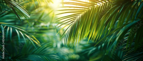 Texture of palm branches in the background