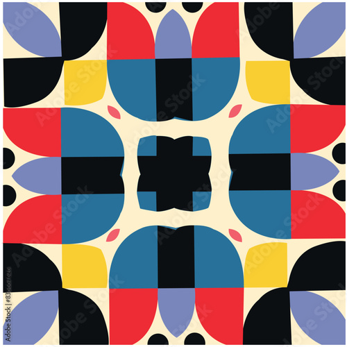 Neo geo geometric pattern, colorful seamless pattern avant-garde style.Neo Geo vector background. Geometrical shapes construction abstract design.