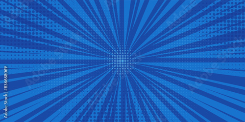 Vintage pop art blue background. Banner vector illustration
