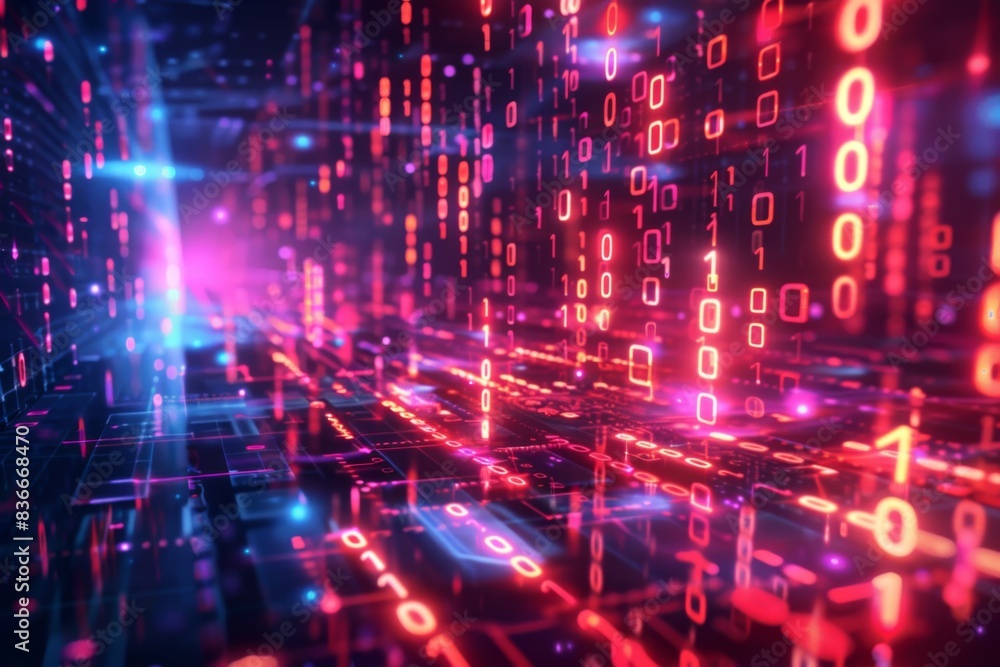 Digital Binary Technology Background created with Generative AI Digital Binary Technology Background created with Generative AI