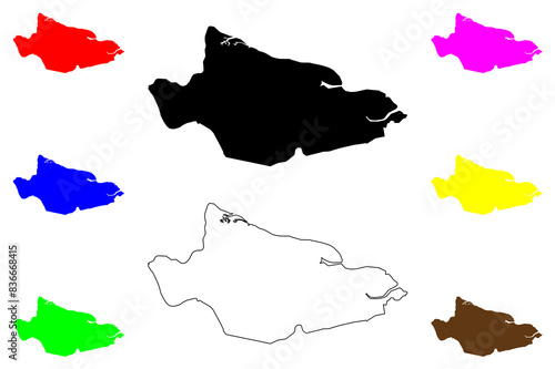 Canvey island (United Kingdom of Great Britain and Northern Ireland, England) map vector illustration, scribble sketch Isle of Canvey map