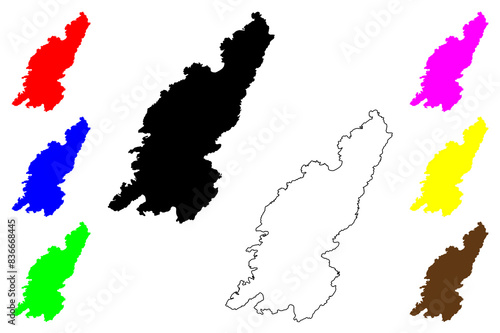 Colonsay island (United Kingdom of Great Britain and Northern Ireland, Scotland, Inner Hebrides) map vector illustration, scribble sketch Isle of Colonsay map