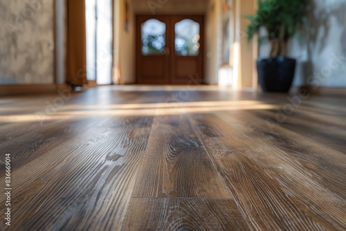 Classic WoodLook Laminate Floor with Texture Generative AI photo