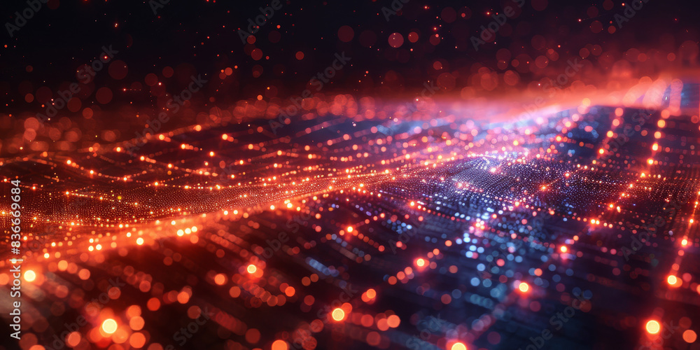Obraz premium Digital background for tech, AI, neural networks, data, audio, graphics