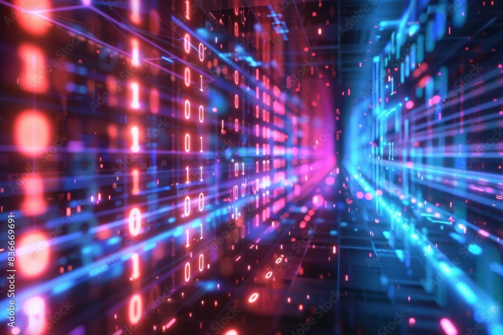 Digital Binary Technology Background created with Generative AI Digital Binary Technology Background created with Generative AI