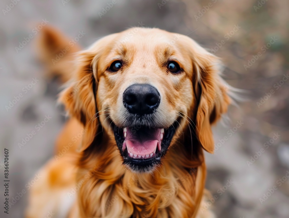 Fototapeta premium A golden retriever is looking at the camera.