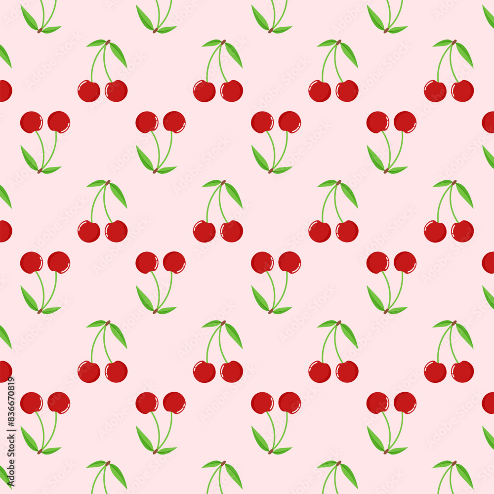 Simple pattern red cherry background decoration for wrapping, print, fabric, textile illustration wallpaper Simple pattern red cherry background decoration for wrapping, print, fabric, textile illustration wallpaper