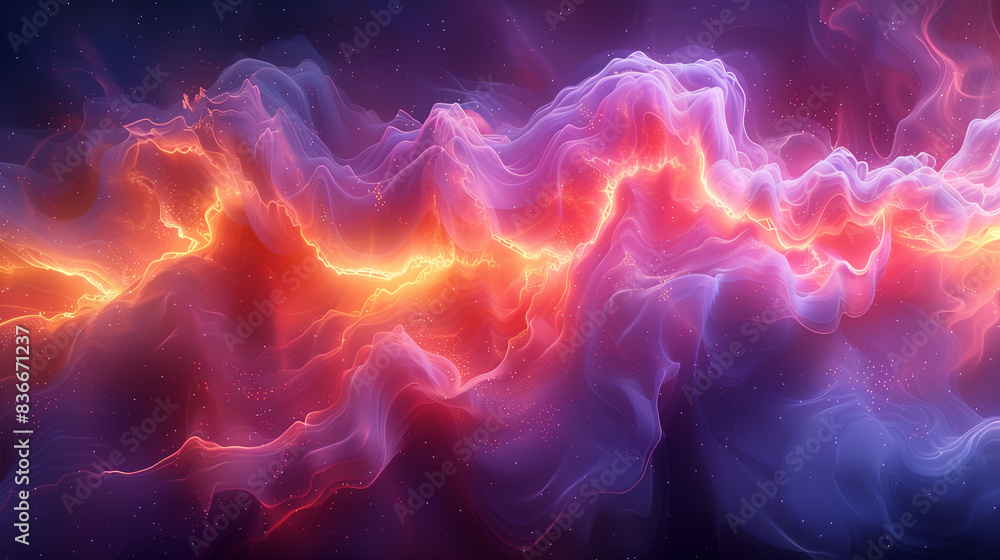 Obraz premium Generative art, music visualization, sound waves, vibrant spectrum, dynamic movement