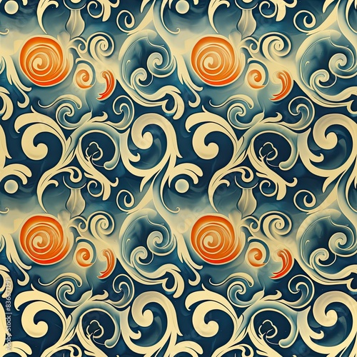 retro swirl wallpaper patern 