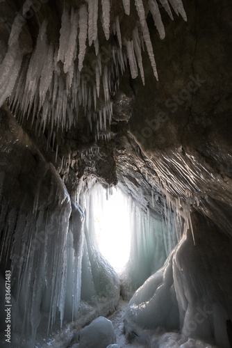 Ice cave on Lake Baikal photo