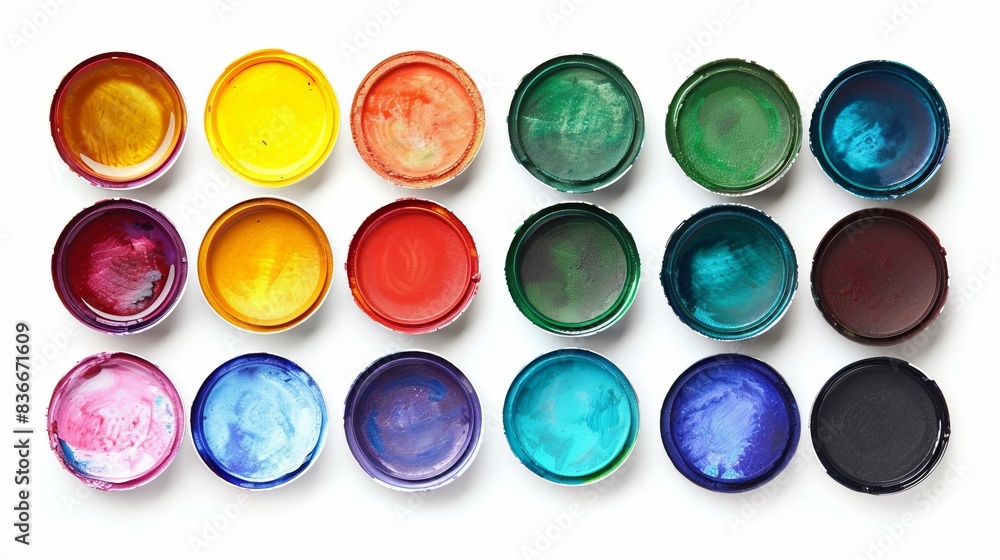 set of watercolor paints isolated on white backgroud. kids play concept for designer set of watercolor paints isolated on white backgroud. kids play concept for designer