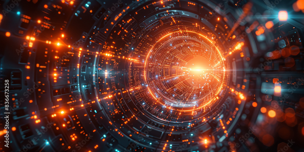 Obraz premium Digital background for tech, AI, neural networks, data, audio, graphics
