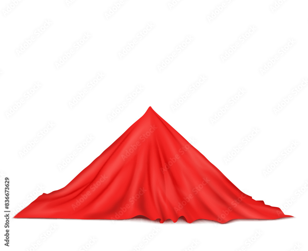 Object covered with red silk cloth. Vector illustration Object covered with red silk cloth. Vector illustration