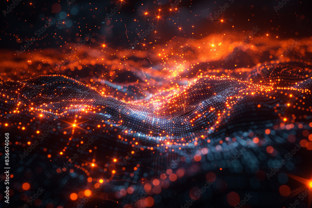 Obraz premium Digital background for tech, AI, neural networks, data, audio, graphics