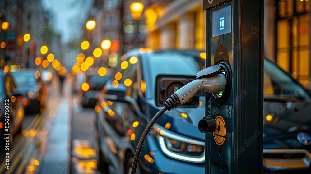 Detailed shot of an electric car charging station, symbolizing the advancements in electric vehicle technology. Minimal and Simple, Detailed shot of an electric car charging station, symbolizing the advancements in electric vehicle technology. Minimal and Simple,