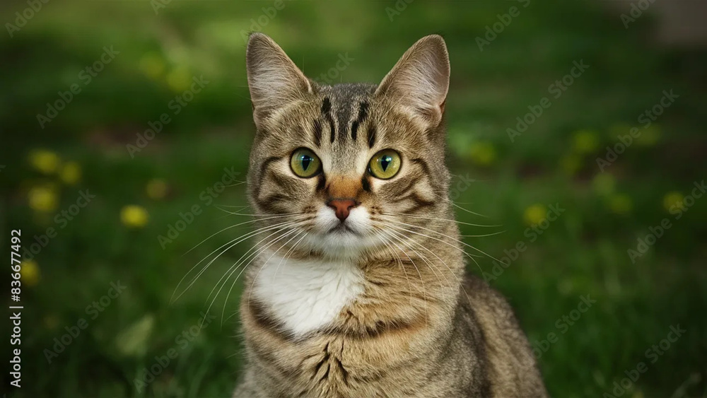 Obraz premium cat in grass