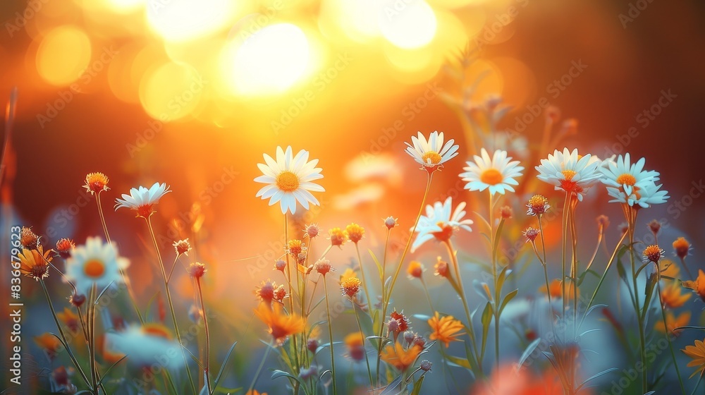Sunlit Daisies in a Meadow Sunlit Daisies in a Meadow