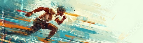 Painting of a man running, sport background  photo