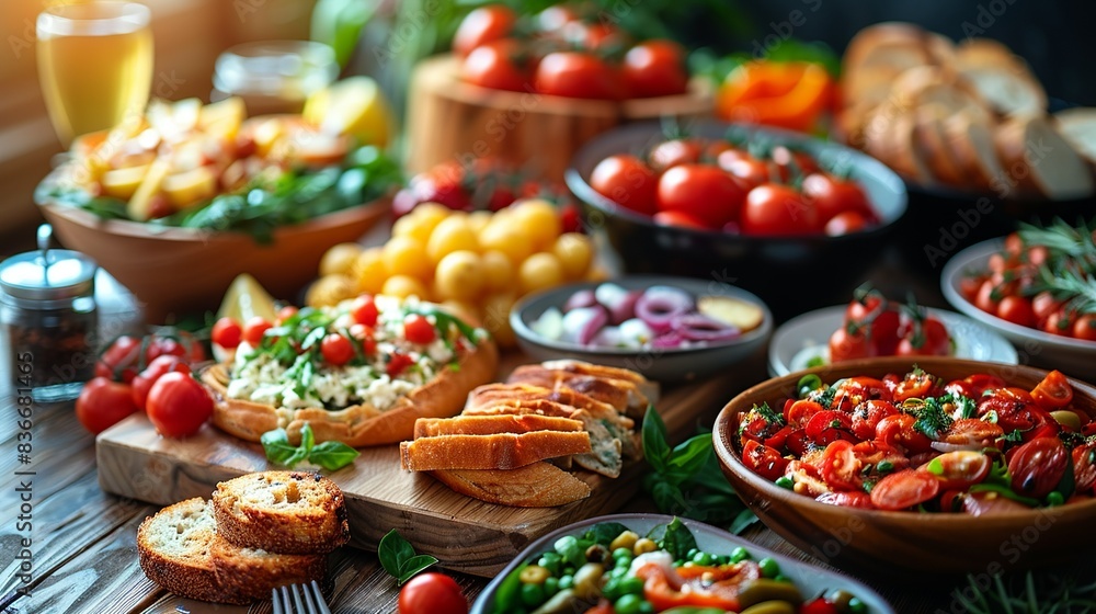 Friends having a potluck dinner, showcasing the social aspect of sharing food and creating memories together. Minimal and Simple, Friends having a potluck dinner, showcasing the social aspect of sharing food and creating memories together. Minimal and Simple,