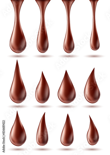Chocolate drops isolated on white background