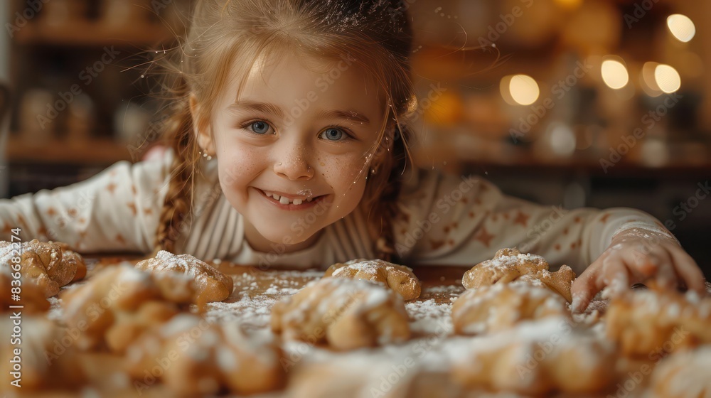 Home cook baking cookies with children. Home cook baking cookies with children.