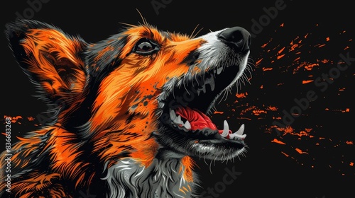 On a black background, a modern illustration of the unleash bloddy slogan is accompanied by an angry dog barking photo