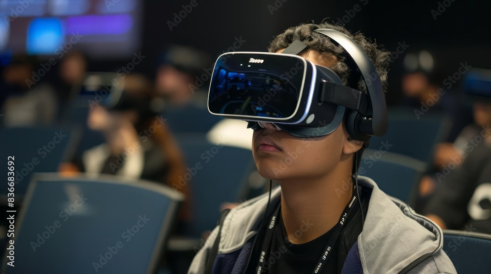 A cybersecurity training session is held in virtual reality for immersive learning experiences A cybersecurity training session is held in virtual reality for immersive learning experiences