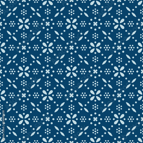 Japanese Flower Diamond Mosaic Vector Seamless Pattern