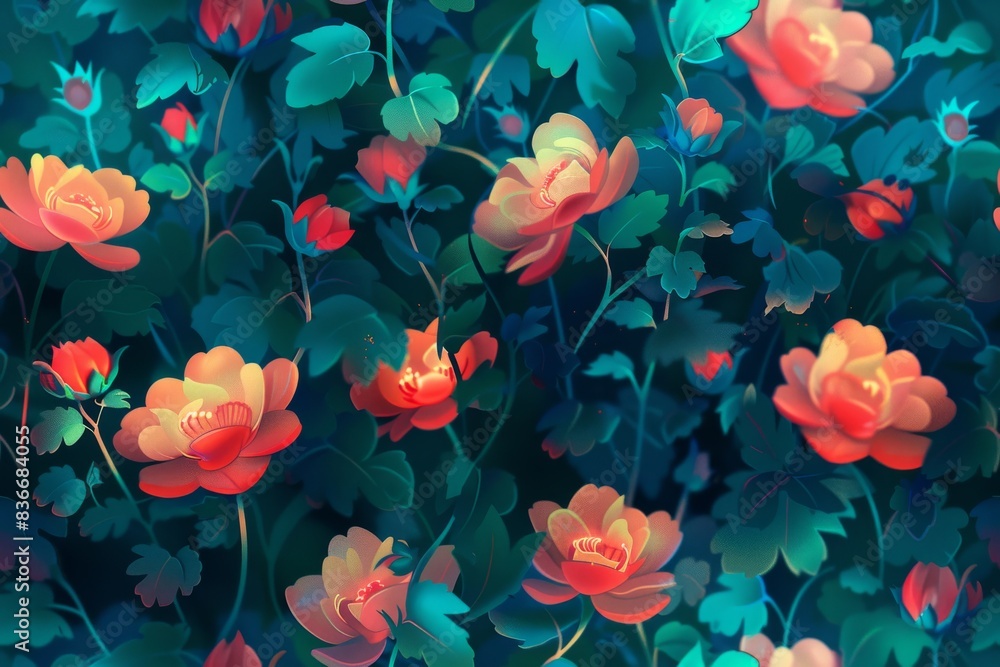 A delightful seamless flower based pattern motif for eye catching designs A delightful seamless flower based pattern motif for eye catching designs