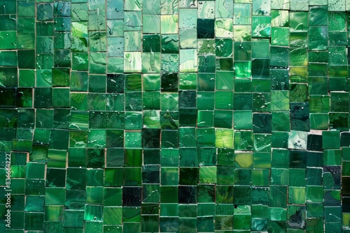 A mosaic of green pixels forming a matrixlike grid photo
