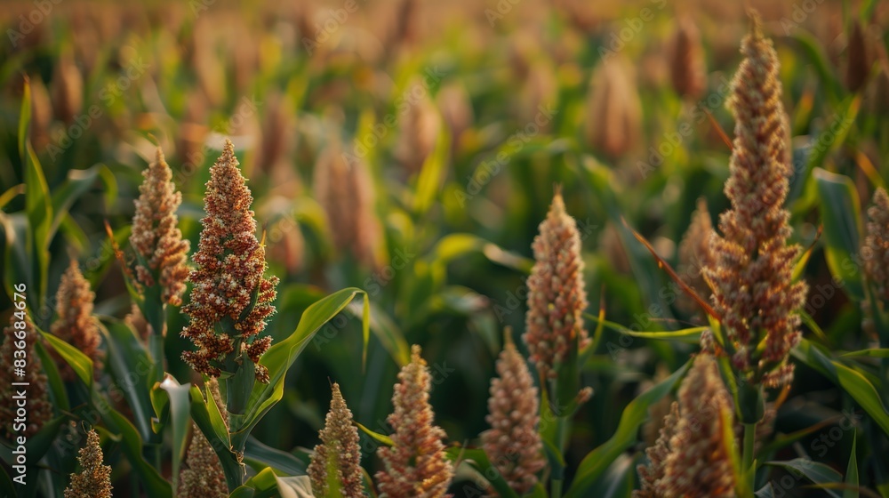 Sorghum thrives on a farm near Corpus Christi, Texas, USA. Sorghum thrives on a farm near Corpus Christi, Texas, USA.