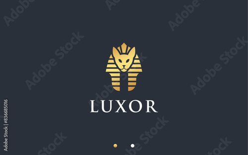 Egyptian cat logo design vector silhouette illustration