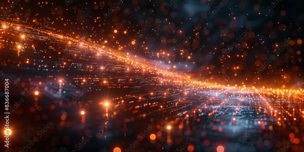 Obraz premium Digital background for tech, AI, neural networks, data, audio, graphics