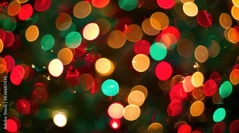 Festive Christmas Bokeh Lights in Red, Green, and Gold - Blurred Background of Holiday Decorations Creating a Warm Atmosphere Festive Christmas Bokeh Lights in Red, Green, and Gold - Blurred Background of Holiday Decorations Creating a Warm Atmosphere