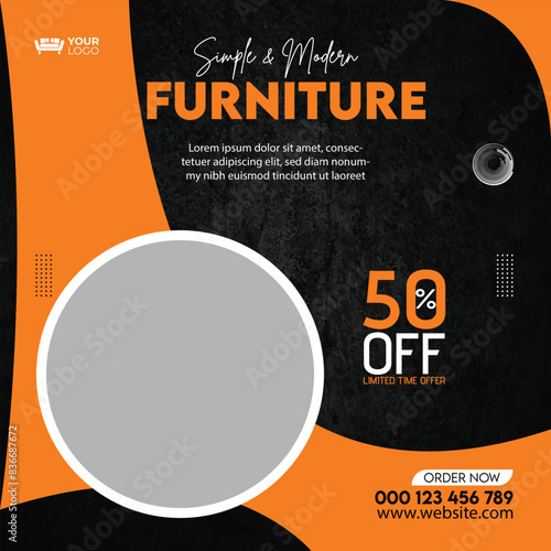 Furniture sale social media and instagram post template banner