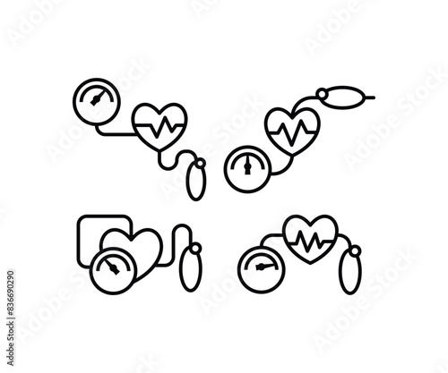 blood pressure icons vector design symbol sign simple line black white illustration collections sets