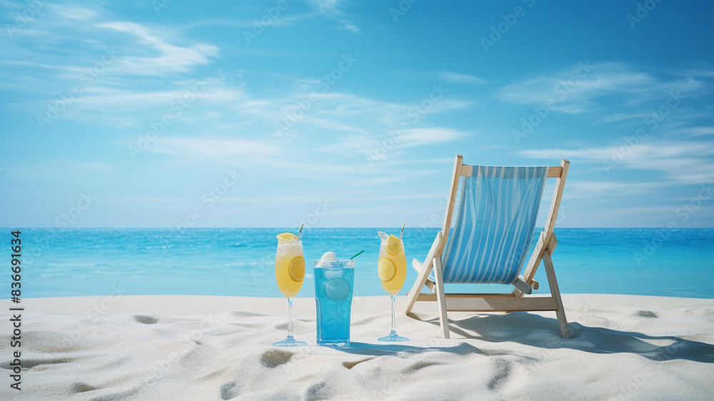 close up chair with the beach background used for travel and relax activity concept close up chair with the beach background used for travel and relax activity concept