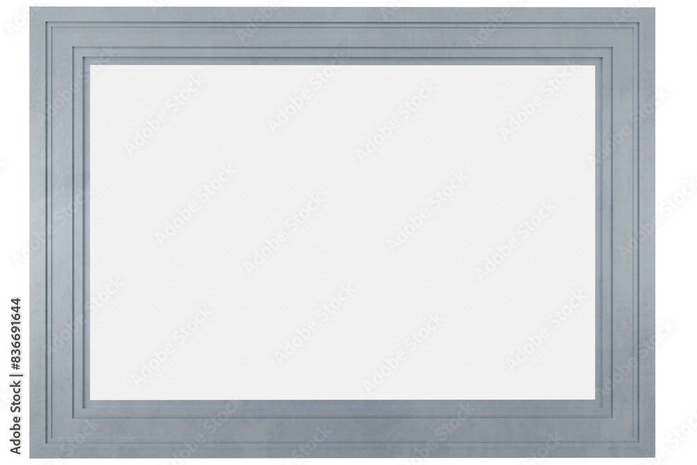 Cornice argento, argentata, con spazio vuoto centrale per possibile inserimento di immagini o testo. Illustrazione 3D Cornice argento, argentata, con spazio vuoto centrale per possibile inserimento di immagini o testo. Illustrazione 3D