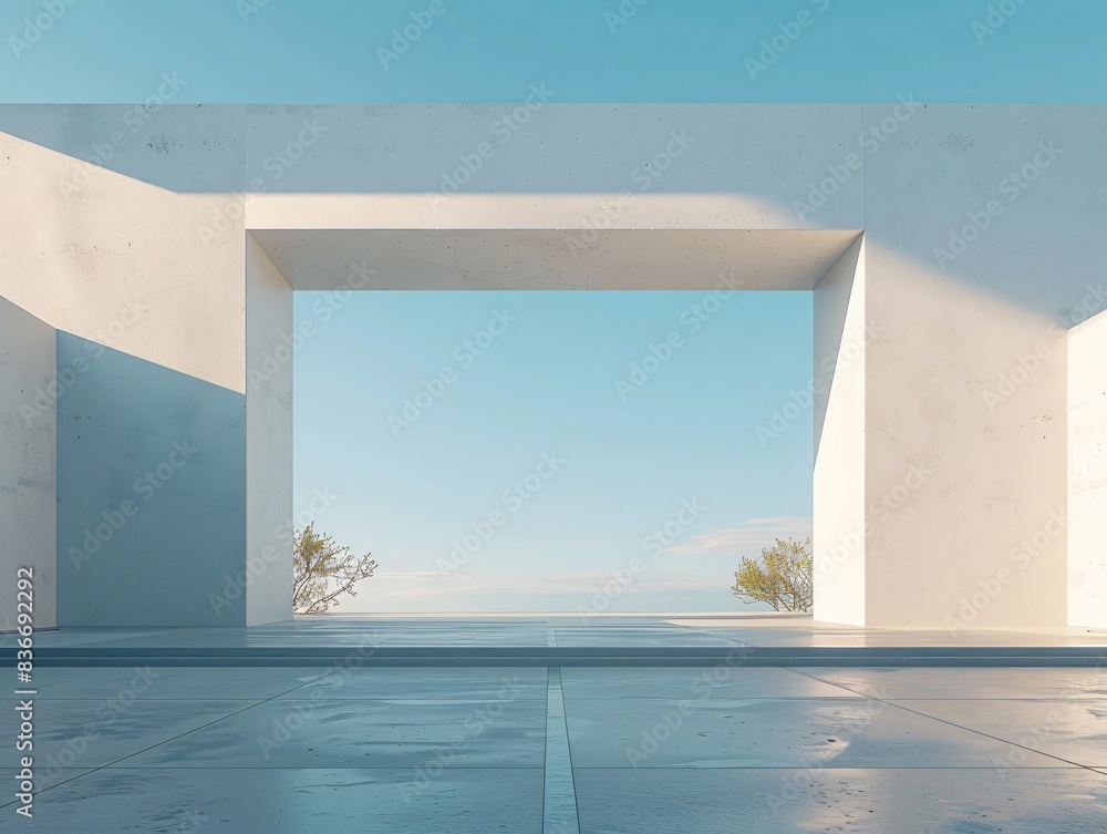 Obraz premium White wall window blue sky