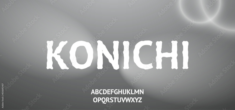 Konichi, display typeface lettering space font, vector illustration.