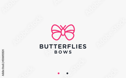 butterfly with tie logo design vector silhouette illustration