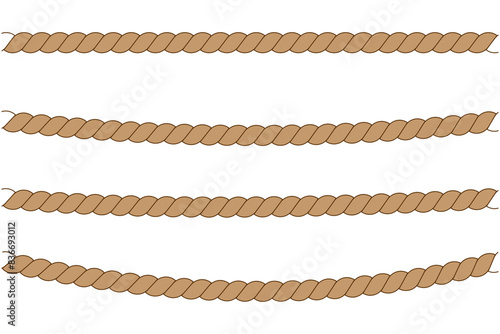 Vector realistic isolated rope for decoration and covering on the transparent background.
